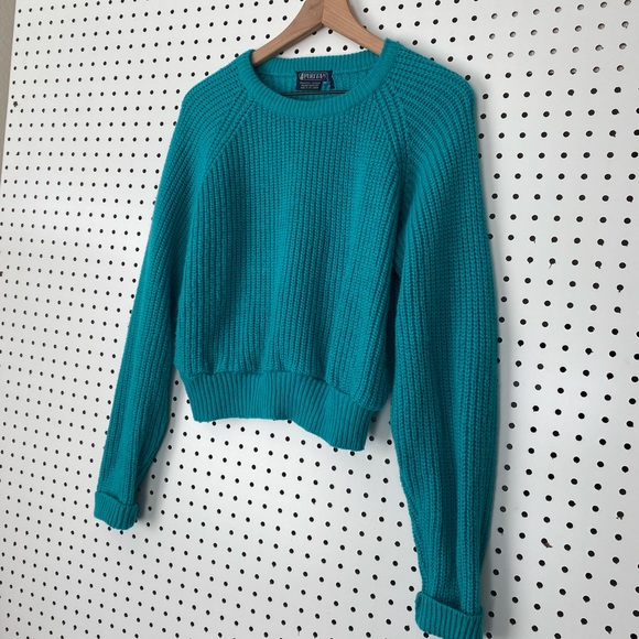 Vintage Puritan Wool Blend Crop Teal Sweater - Picture 2 of 11